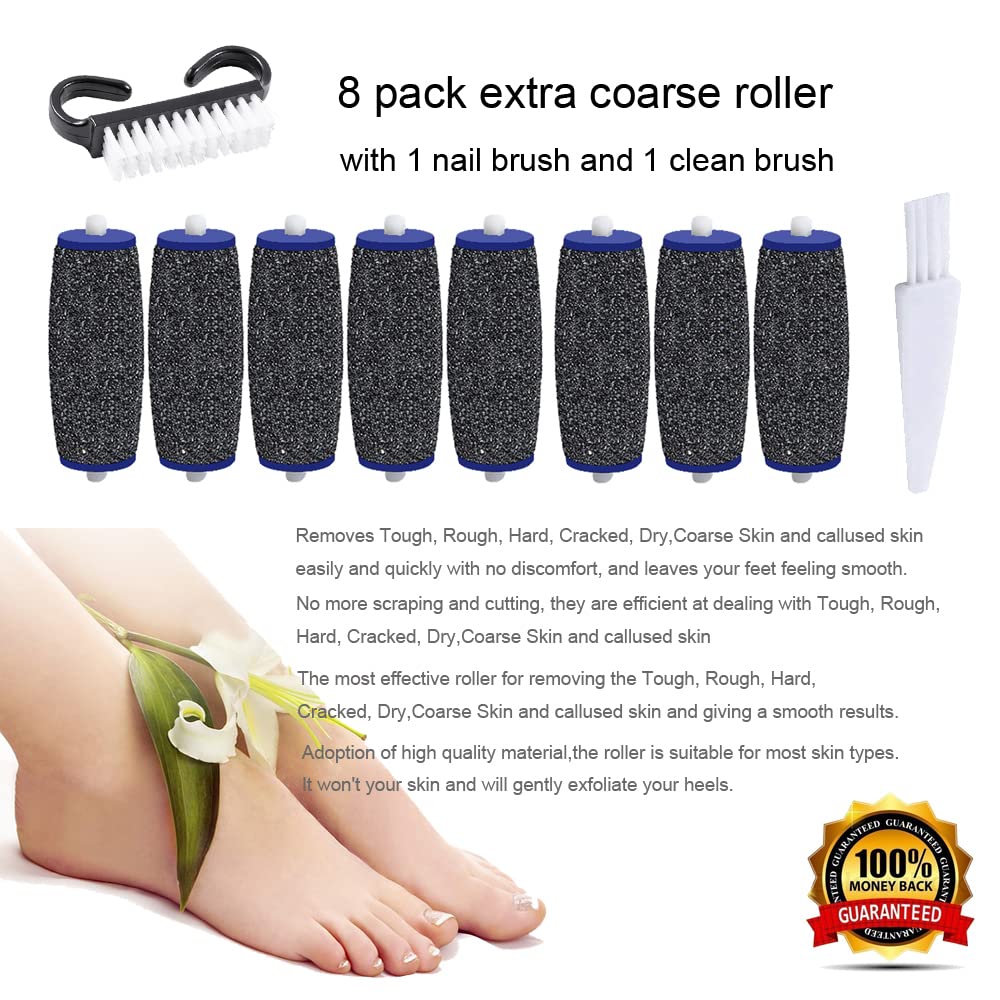 Jiumi 5 Pack Extra Coarse: 5 Pack Extra Coarse Replacement Rollers For Amope Pedi Refills Electronic Perfect Foot File Pedi Hard Skin Remover Refills Include A Clean Brush